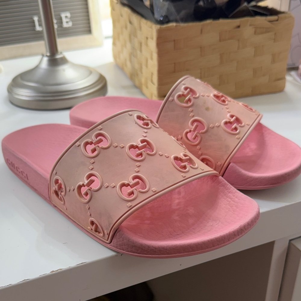 Gucci Blush Pink Logo Slide Sandals